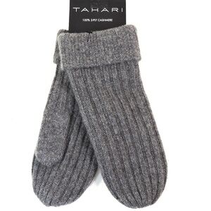 TAHARI ⚜ WOMEN'S GREY CASHMERE COMFORT WINTER MITTENS